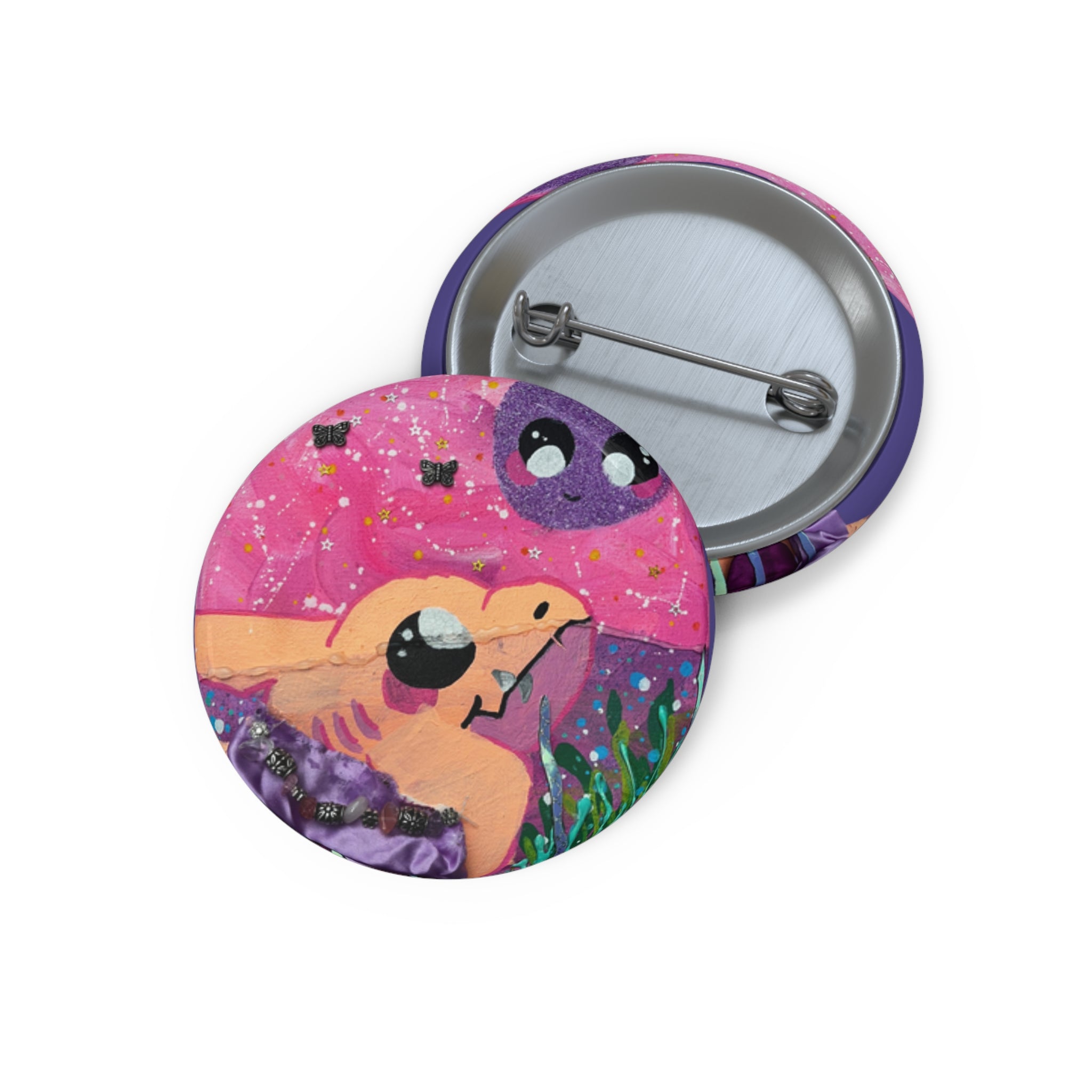 Cryptid Pin Button — Cute Lusca Enamel-Style Badge