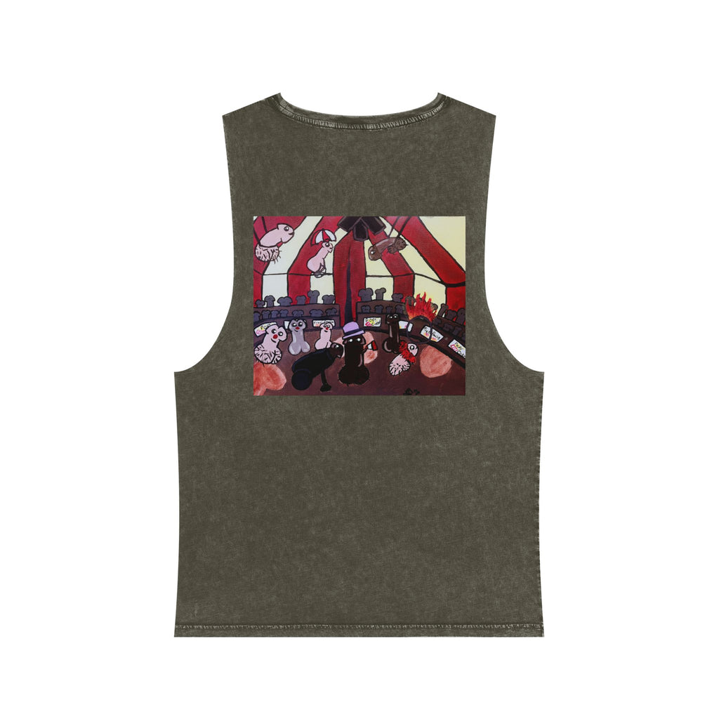 Stonewash Tank Top — "The Greatest S*** Show" Vintage Carnival Graphic