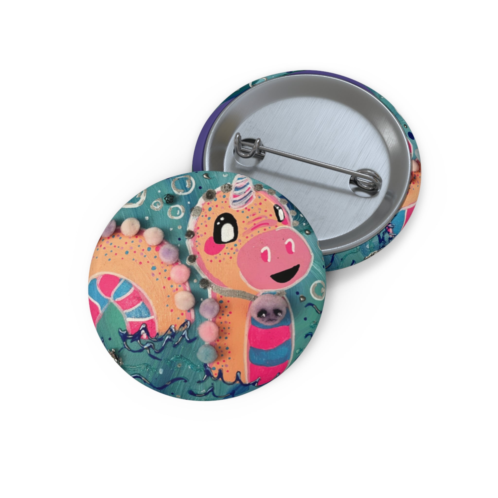 Cryptid Pin Button — Cute Nessie Enamel-Style Badge